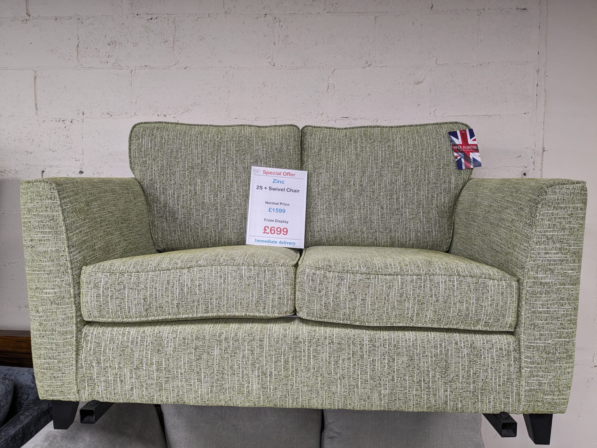 Zinc 2 Seater Sofa Swivel Chair Clearance