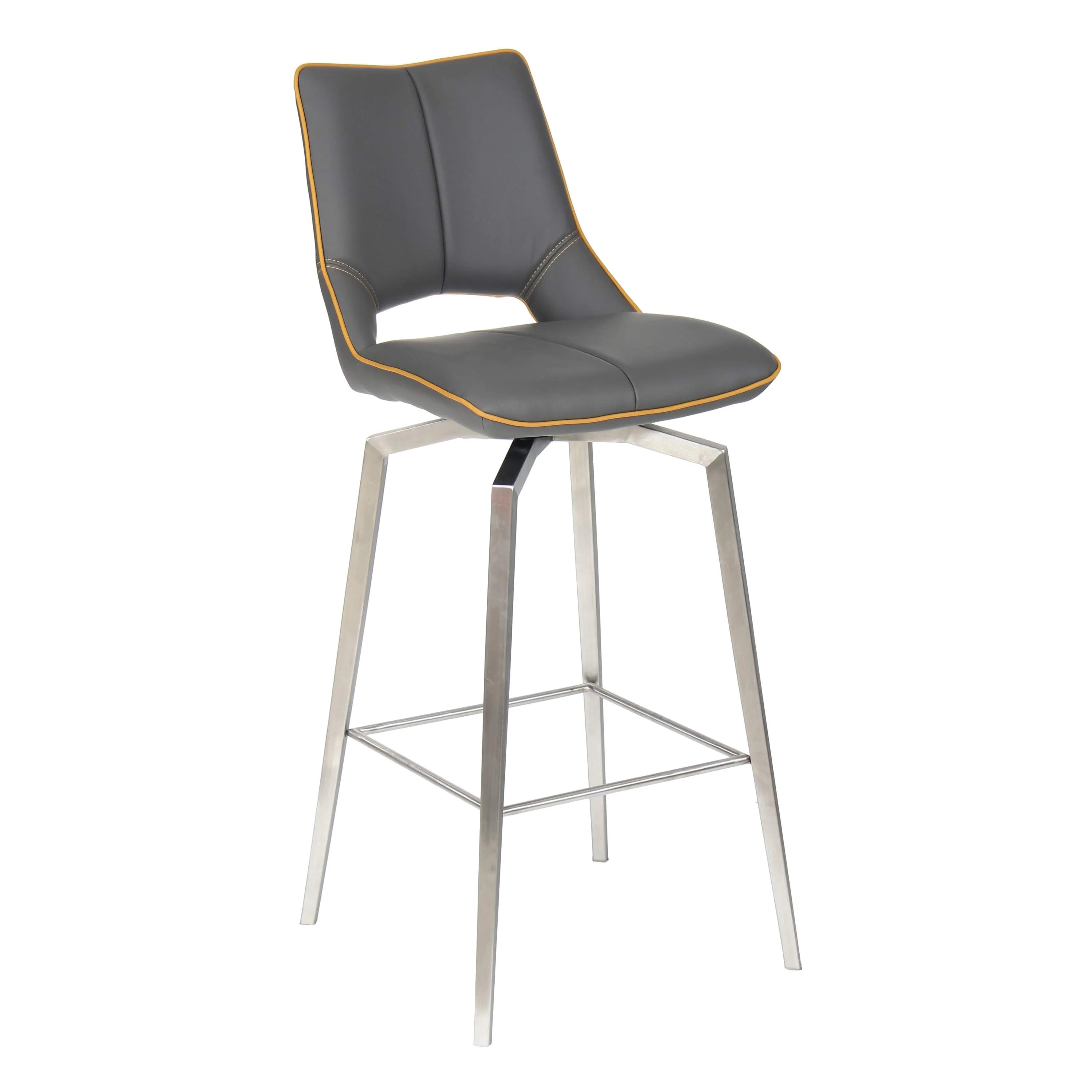 Mako Swivel Self Returning Leather Effect Graphite Bar Chair