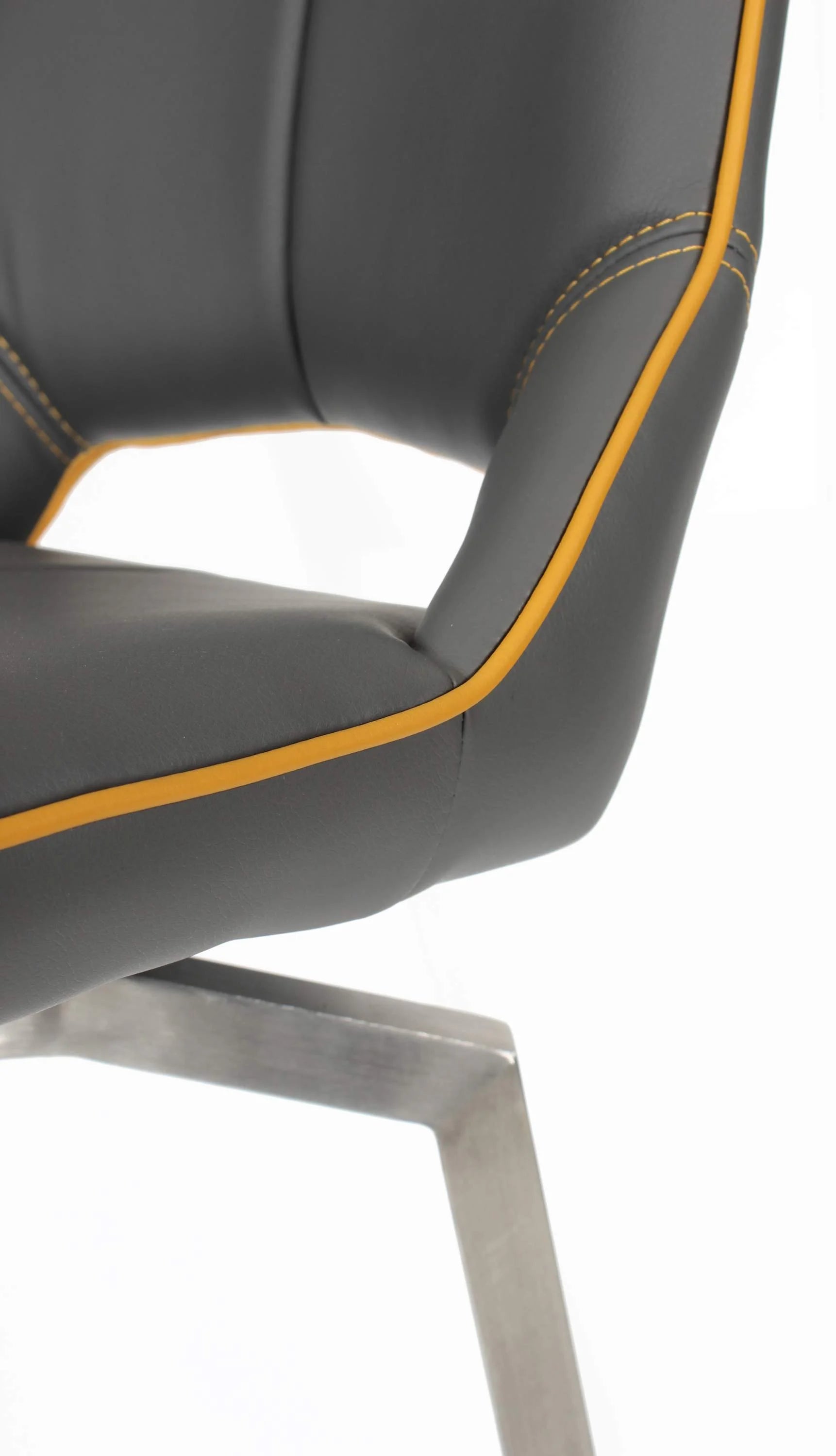 Mako Swivel Self Returning Leather Effect Graphite Bar Chair