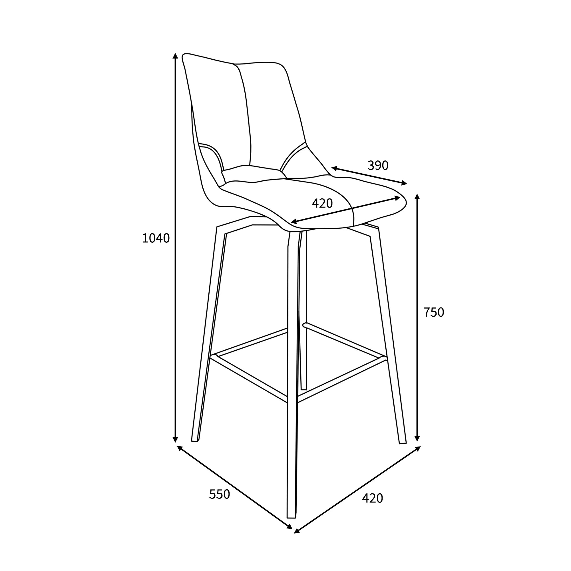 Mako Swivel Self Returning Leather Effect Graphite Bar Chair