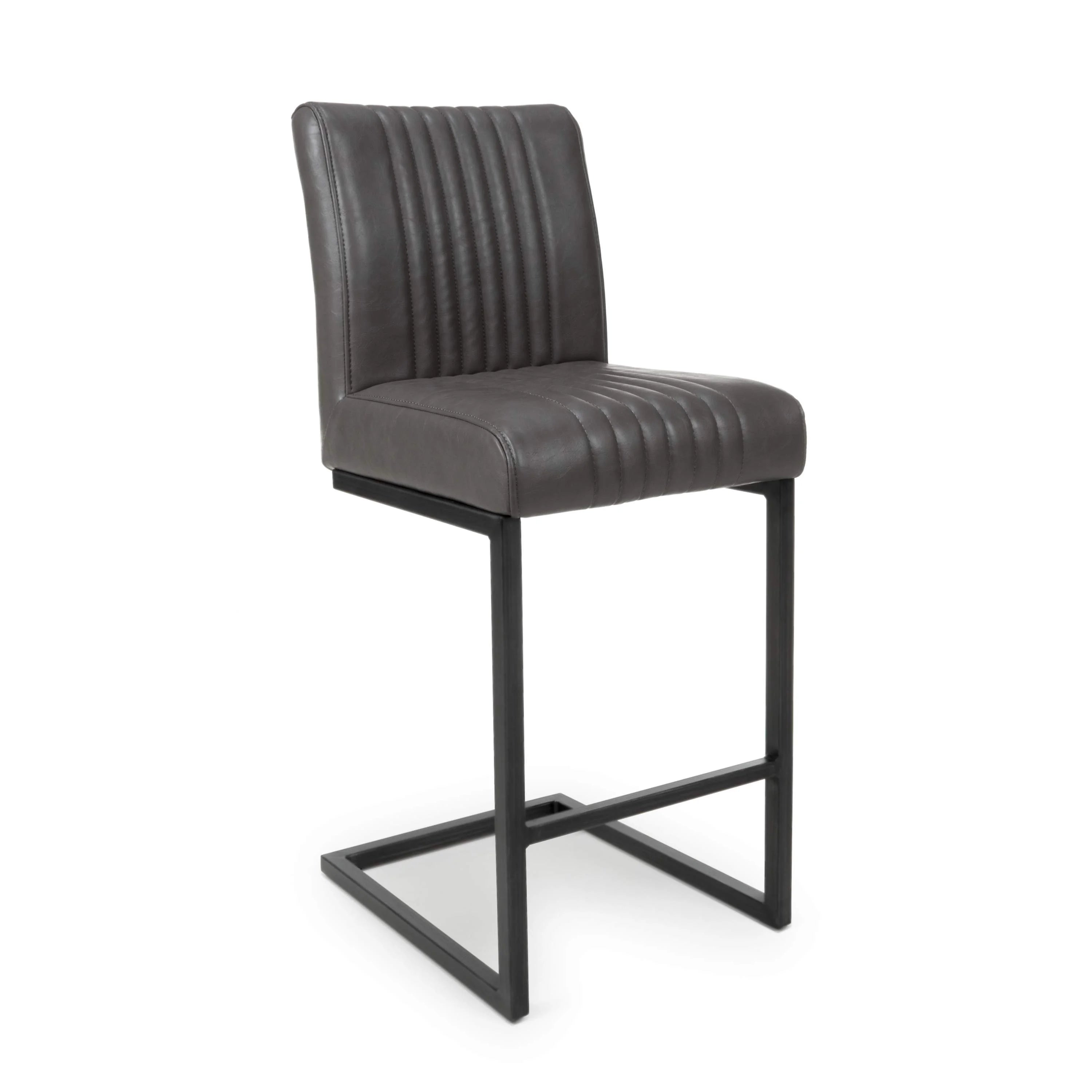 Archer Cantilever Leather Effect Grey Bar Chair