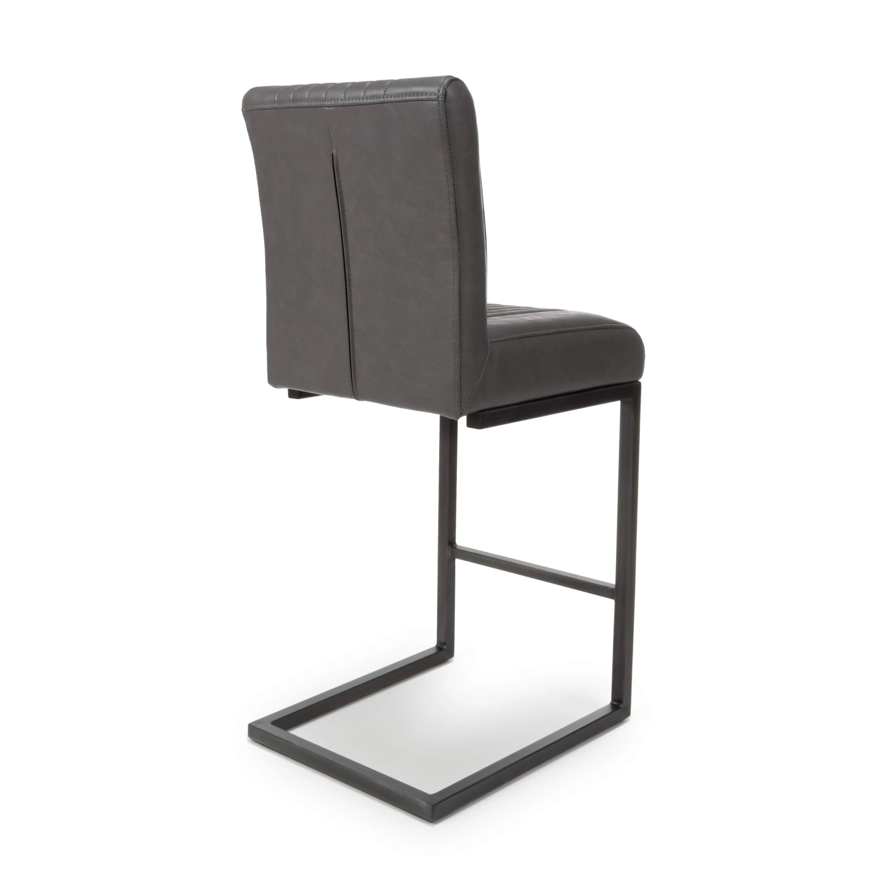 Archer Cantilever Leather Effect Grey Bar Chair