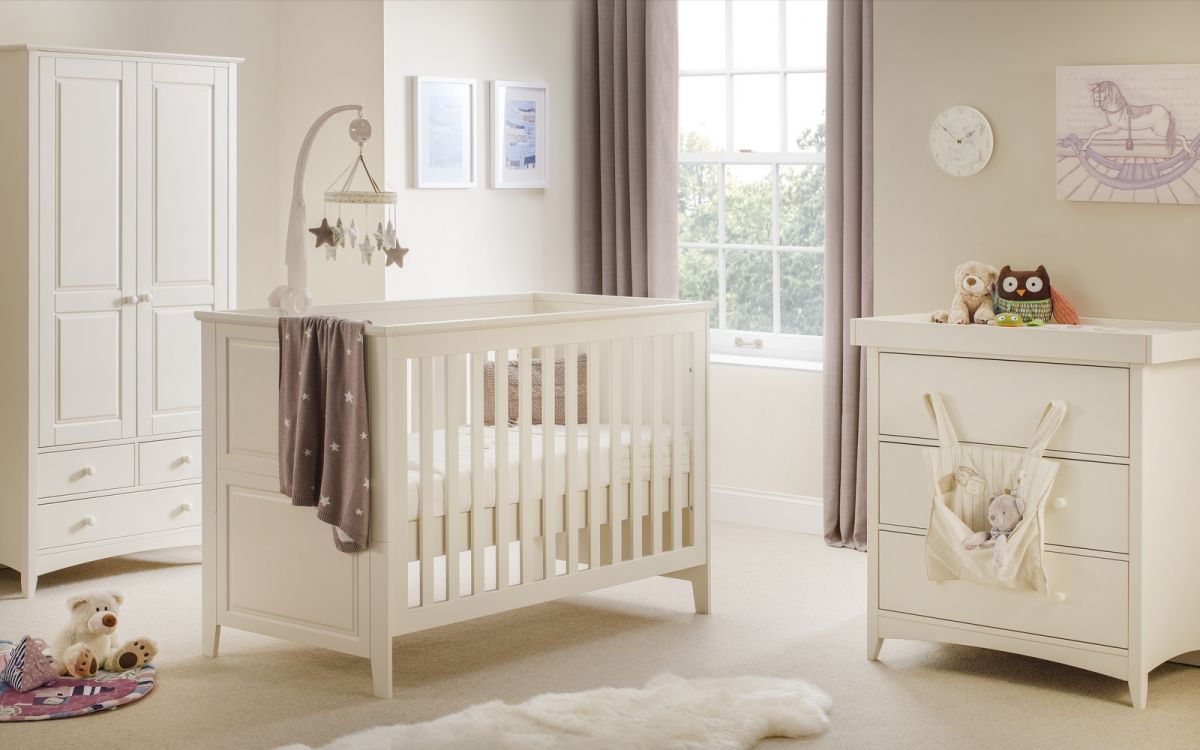 Cameo Cot Bed - Stone White Children Crib