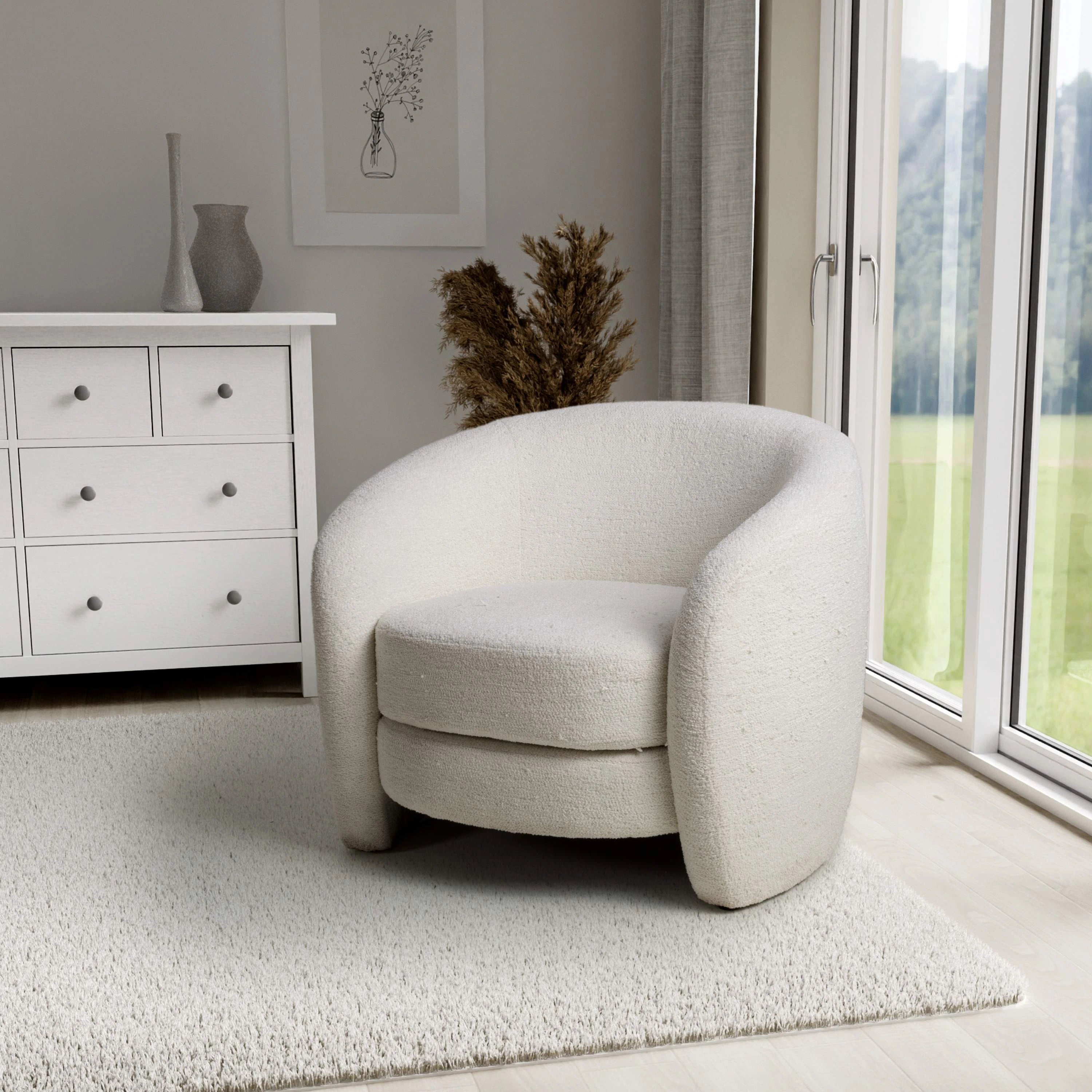 Petra Boucle Vanilla White Tub Chair