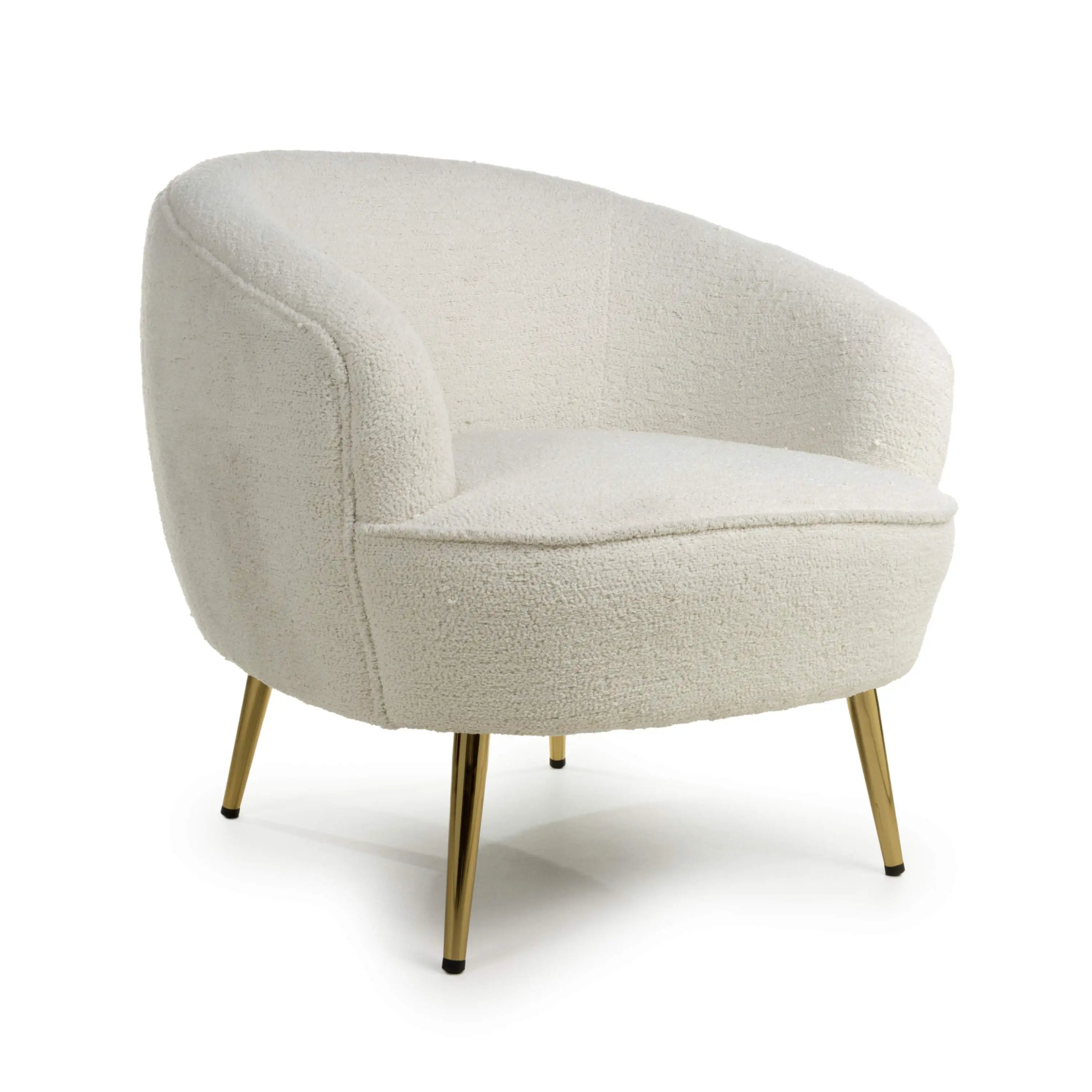 Lucia Boucle Vanilla White Tub Chair