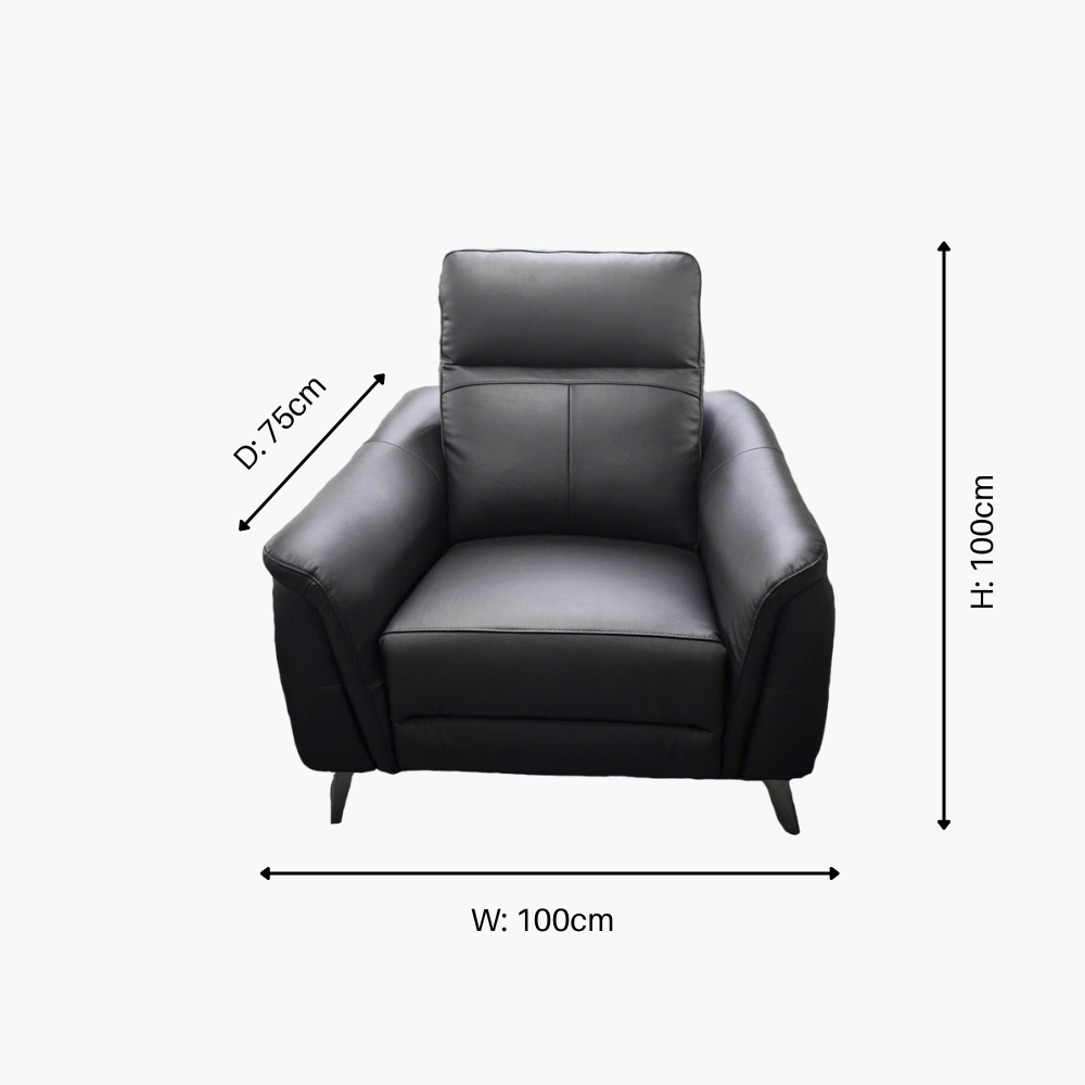 Lusso Black Leather Recliner Sofa