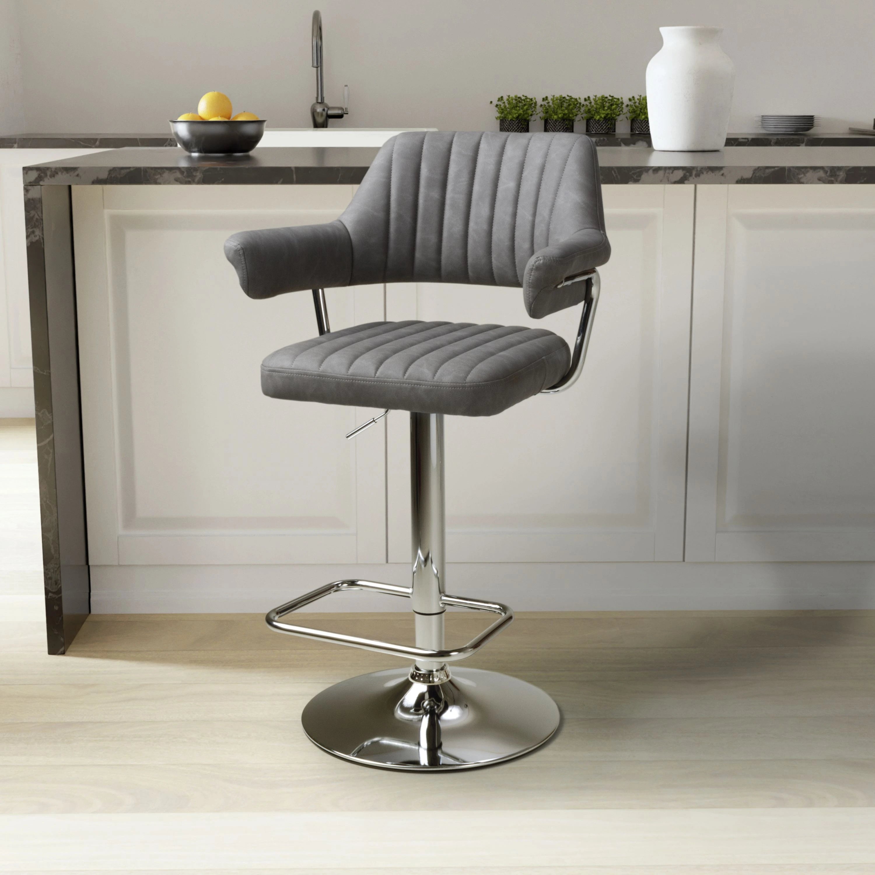 Cortez Leather Effect Mink Bar Stool