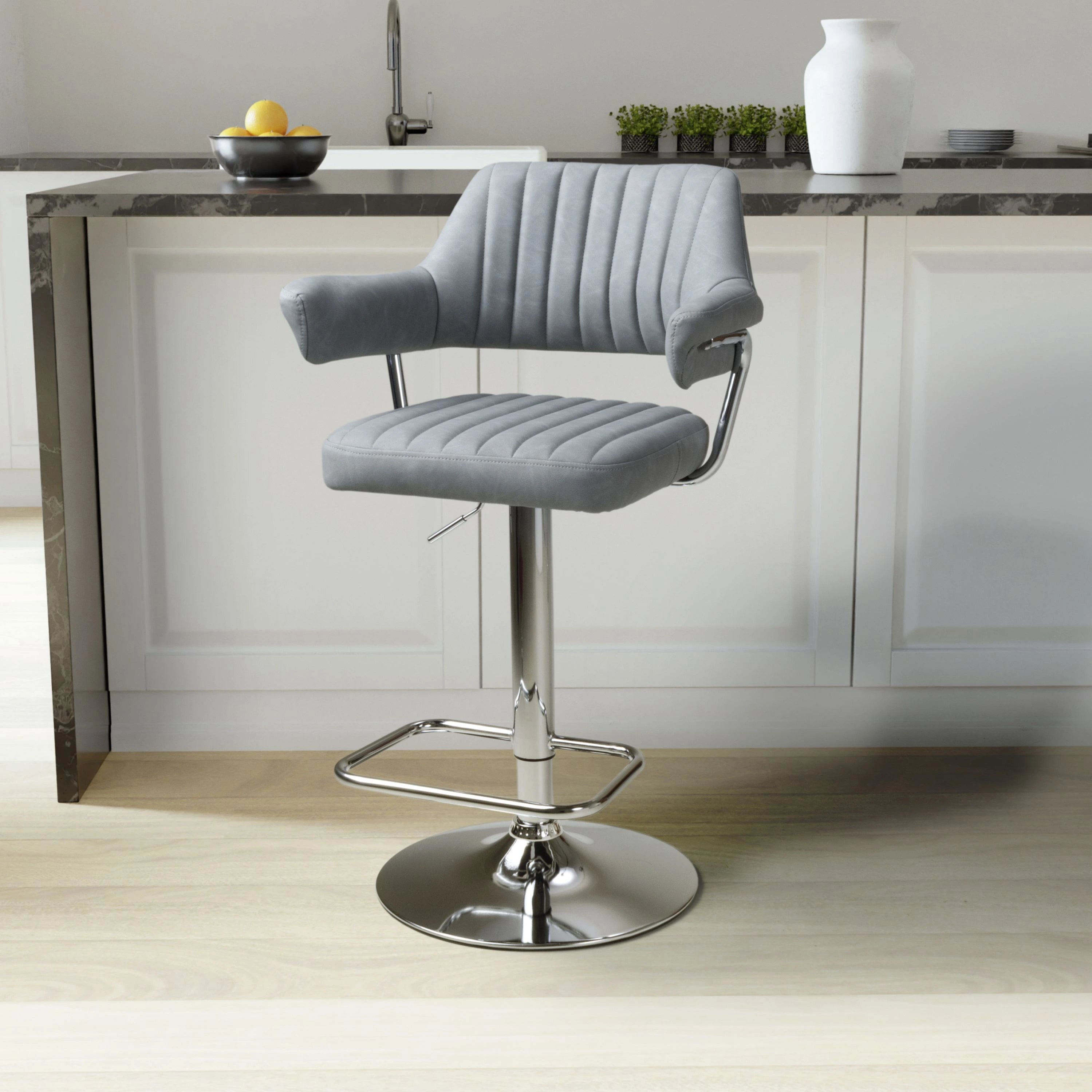 Cortez Leather Effect Mink Bar Stool