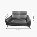 Lusso Black Leather Recliner Sofa