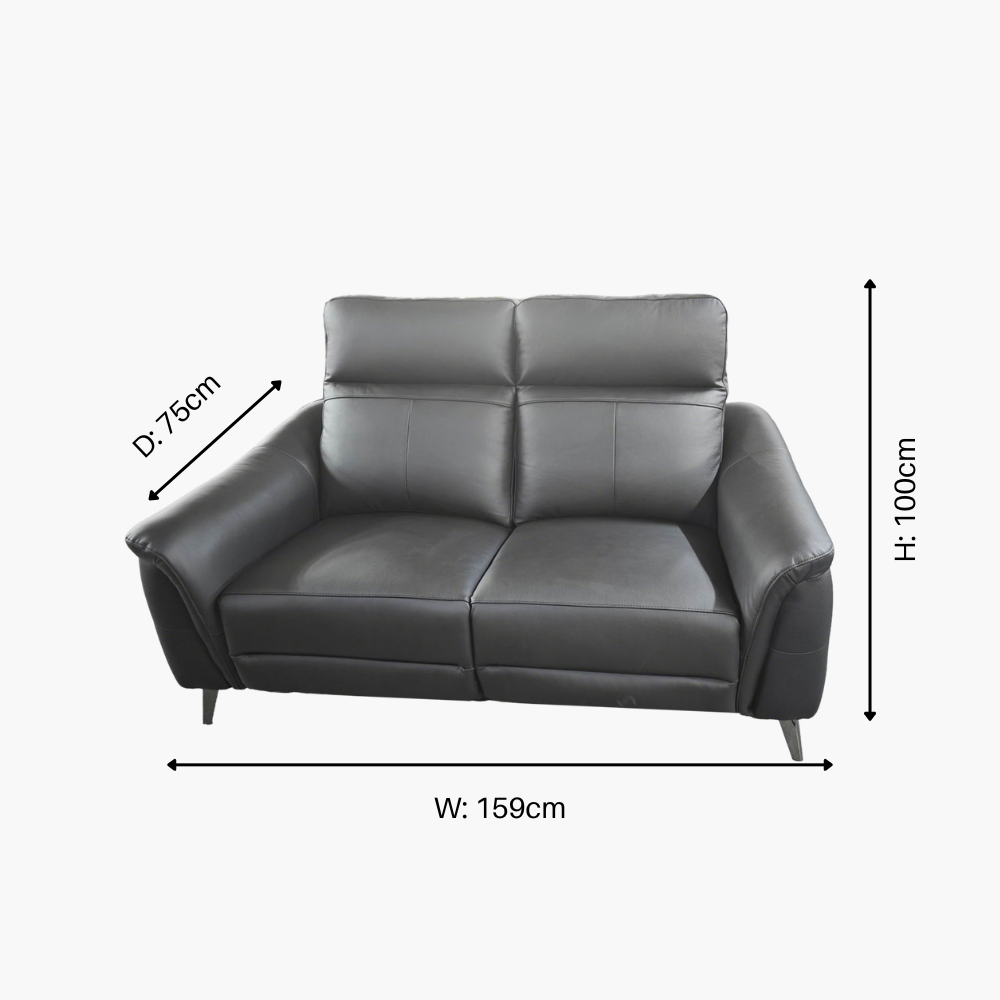 Lusso Black Leather Recliner Sofa