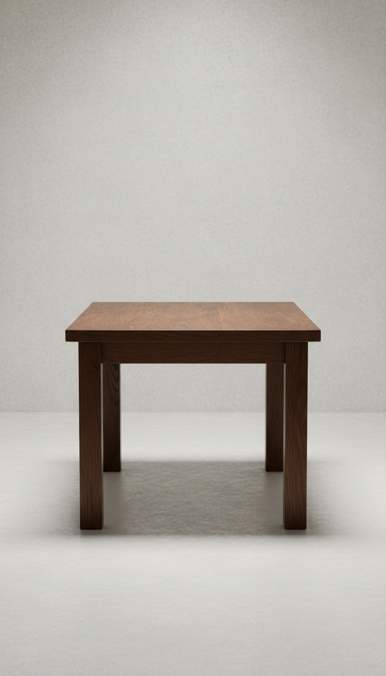 Solid oak dining table with tapered legs