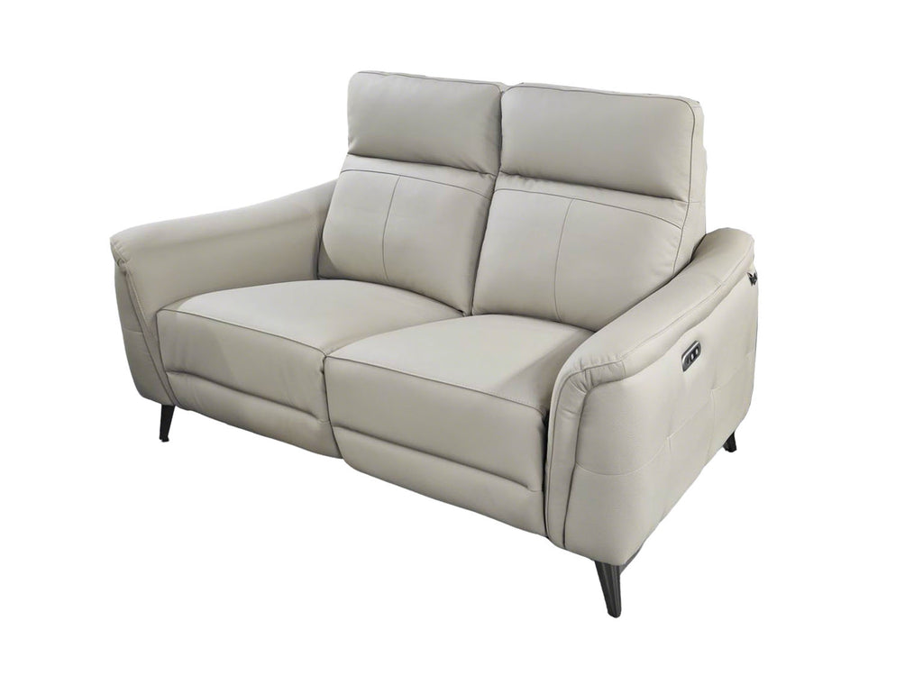 Lusso Greige Leather Recliner Sofa