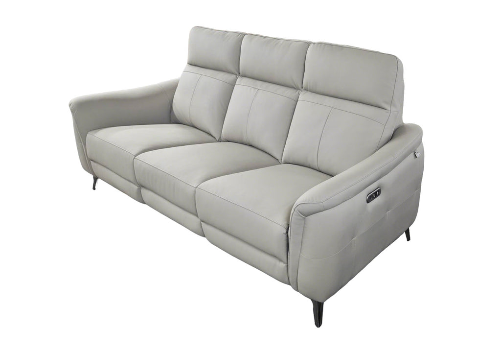 Lusso Greige Leather Recliner Sofa