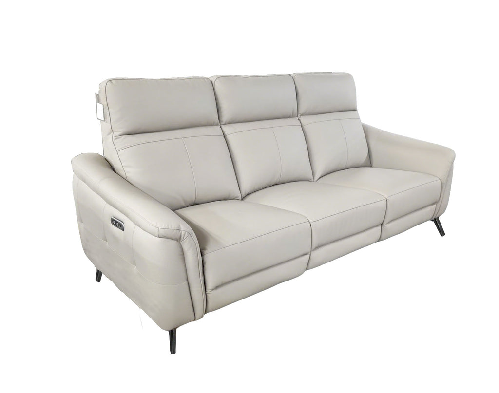 Lusso Greige Leather Recliner Sofa