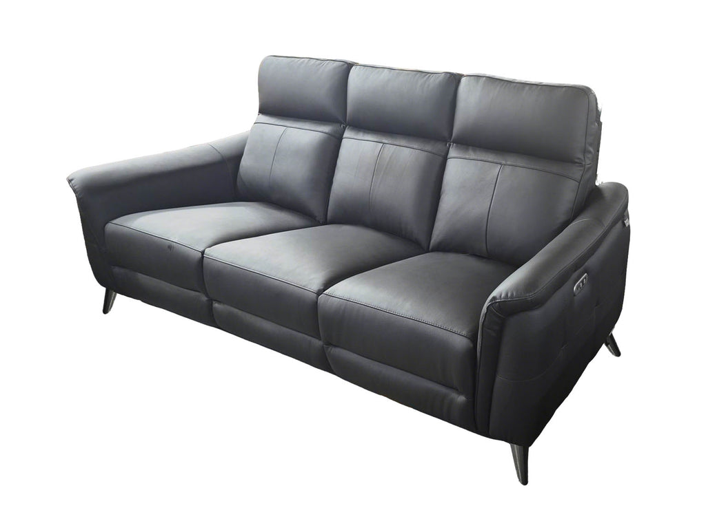 Lusso Black Leather Recliner Sofa