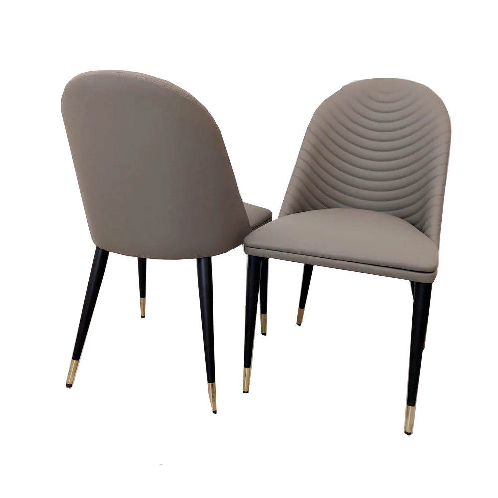 Alba Leather Dining Chair - Contemporary Ribbed Design