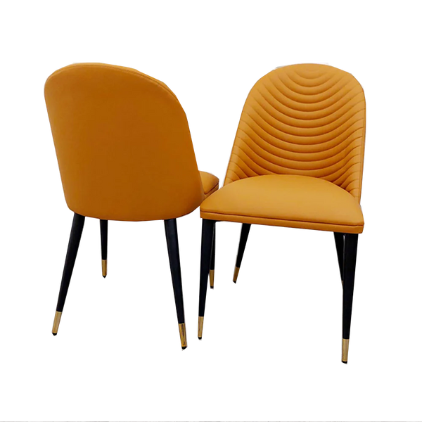 Alba Leather Dining Chair - Contemporary Ribbed Design