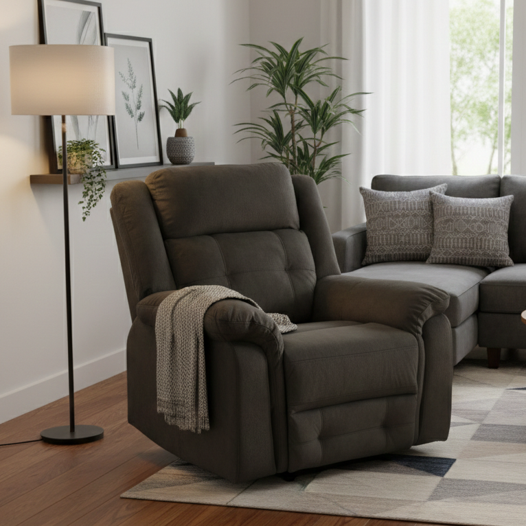 Angela Black Recliner Sofa