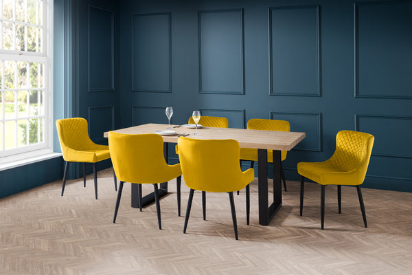 Julie Dining Table & 6 Luxe Mustard Chairs Roomset