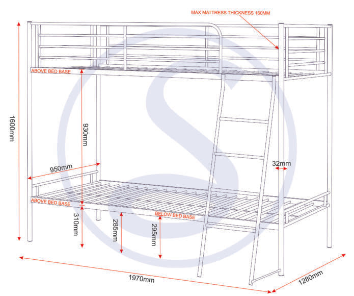 Metal 3' Bunk Bed