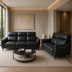 Lusso Black Leather Recliner Sofa