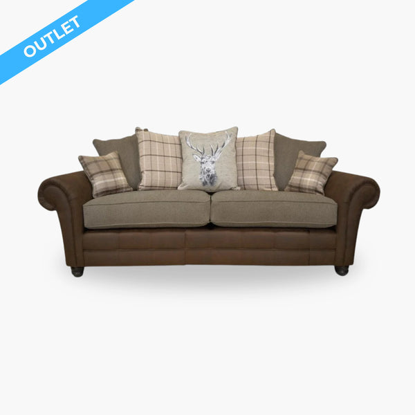 Cottage Brown 4 Seater Sofa