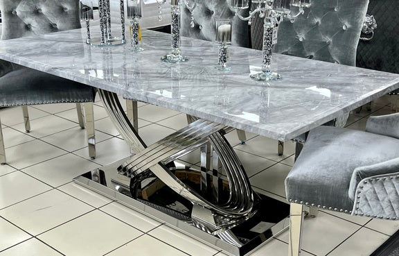 Elina Grey Marble Dining Table