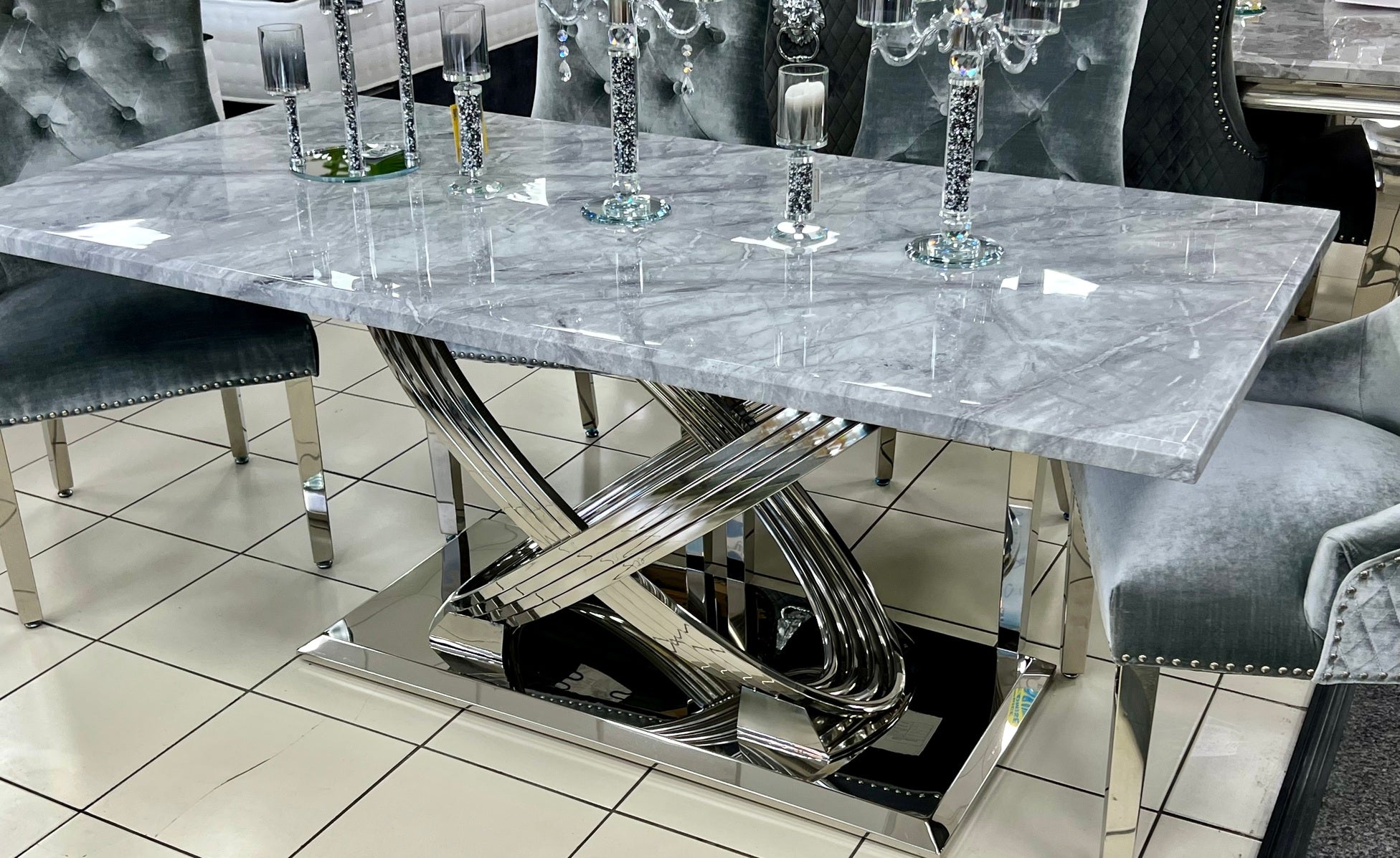 Elina Grey Marble Dining Table