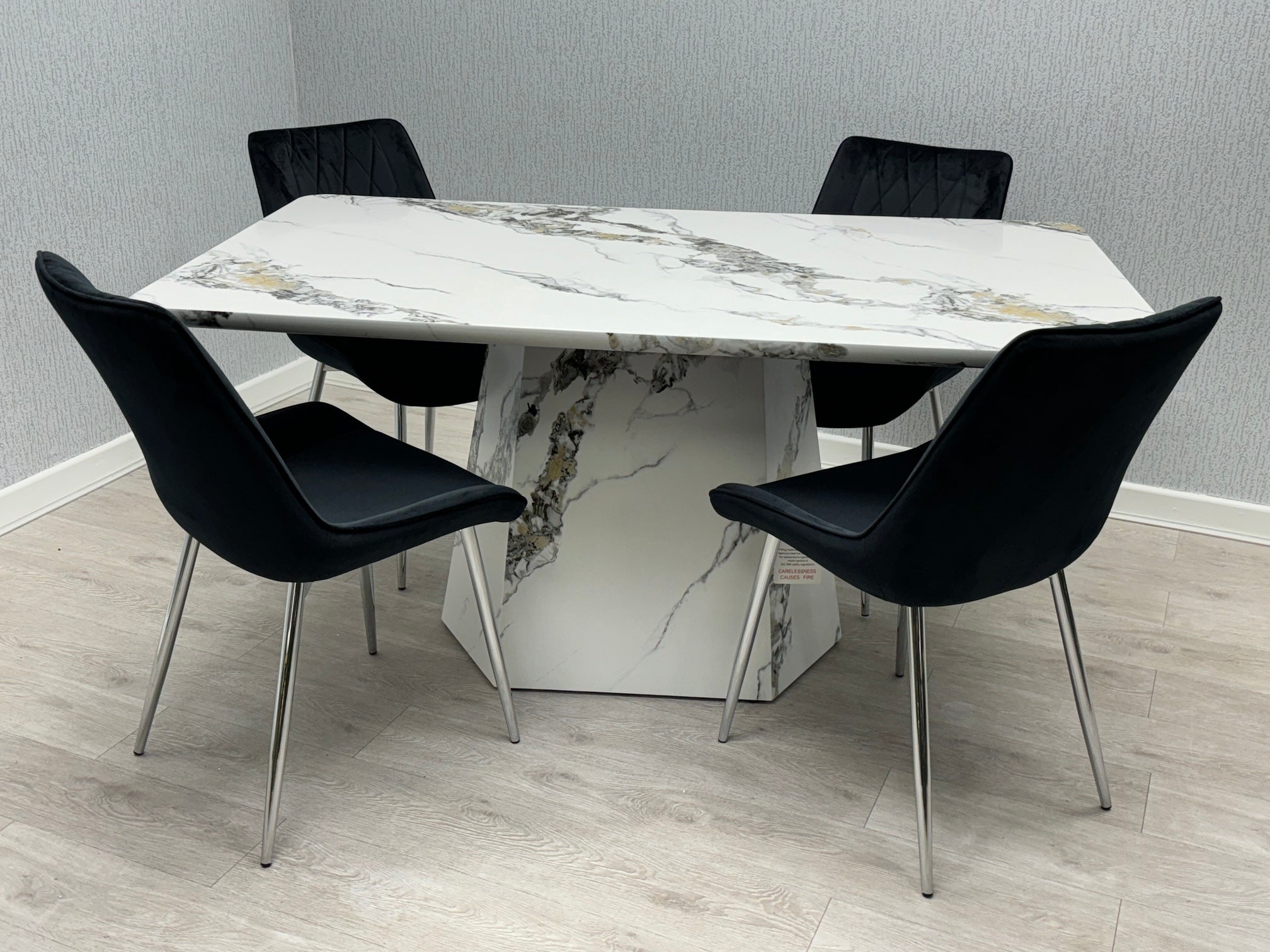 Capricorn Rectangular Marble Effect Dining Table with Chairs