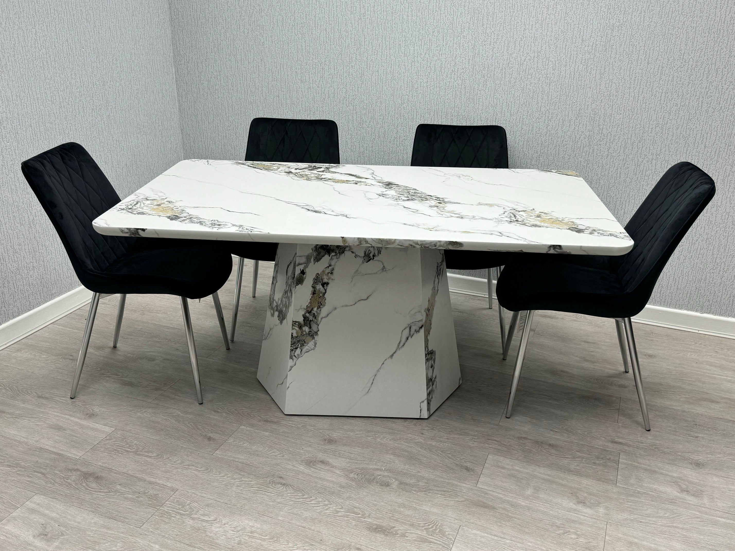 Capricorn Rectangular Marble Effect Dining Table with Chairs