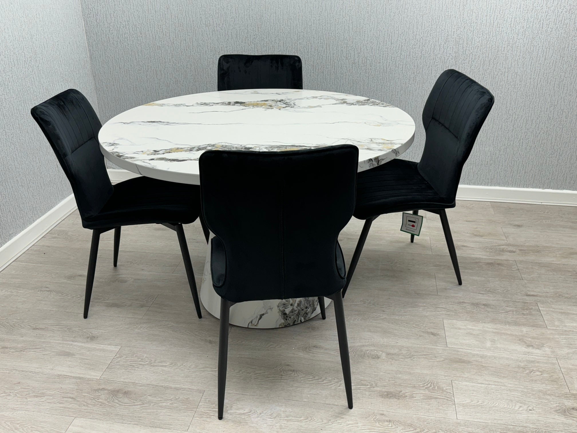 Capricorn Round Marble Effect Dining Table with Chairs