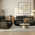 Marino Black Leather Recliner Sofa
