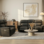Marino Black Leather Recliner Sofa