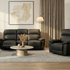 Marino Black Leather Recliner Sofa