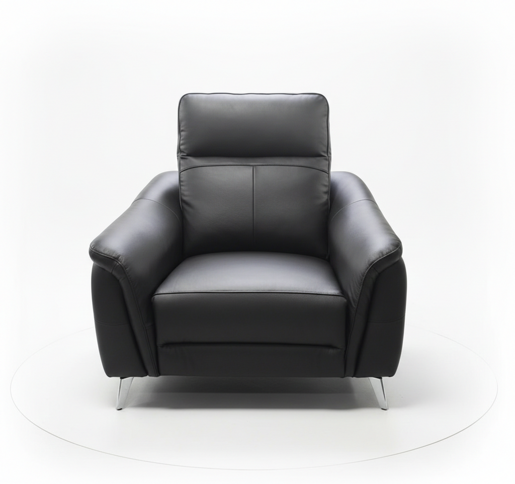 Lusso Black Leather Recliner Sofa
