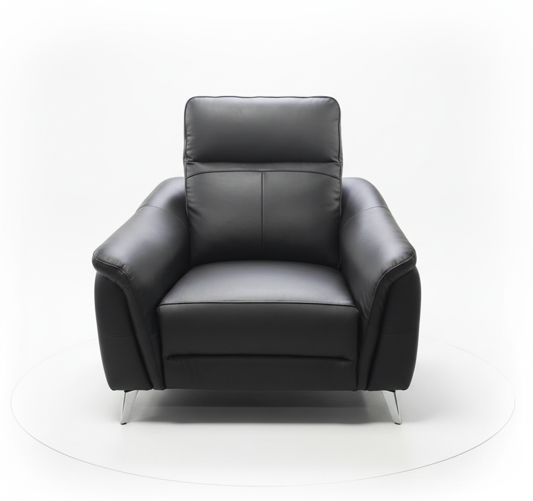 Lusso Black Leather Recliner Sofa