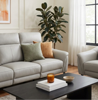 Lusso Greige Leather Recliner Sofa