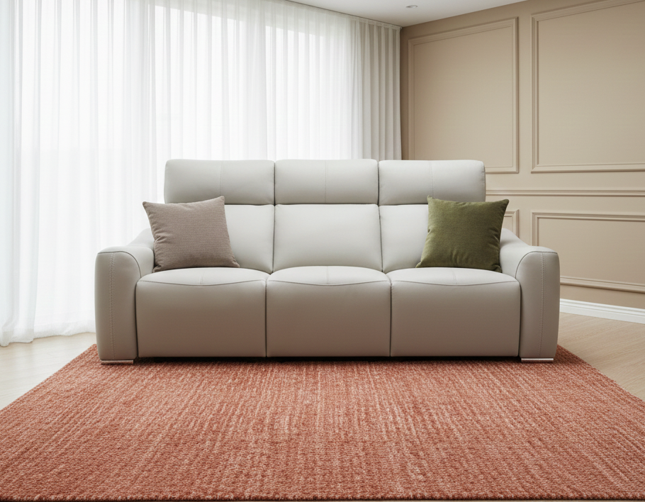 Gallia Greige Leather Recliner Sofa