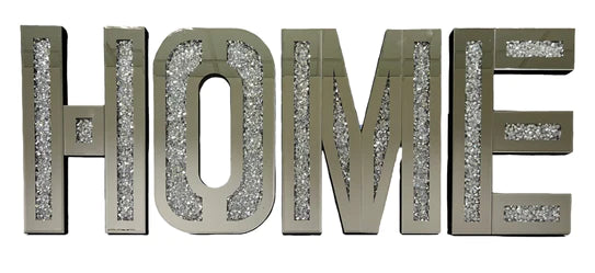 Mirrored Diamond HOME Letters Crushed Crystal Mirror Diamond Wall Art