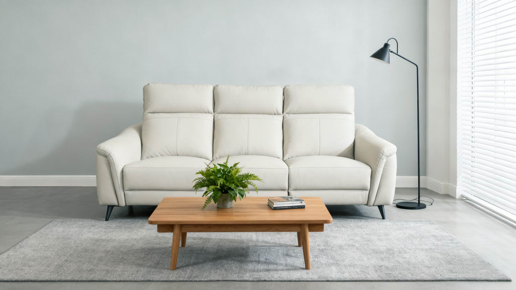 Lusso Greige Leather Recliner Sofa
