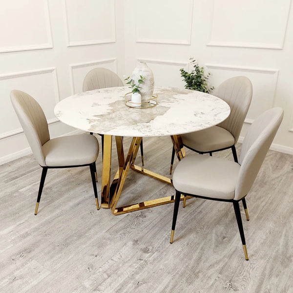 Nero Gold Round Dining Table with Sintered Stone Top