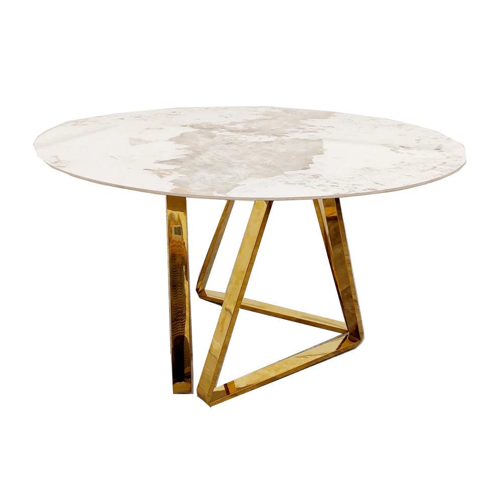 Nero Gold Round Dining Table with Sintered Stone Top