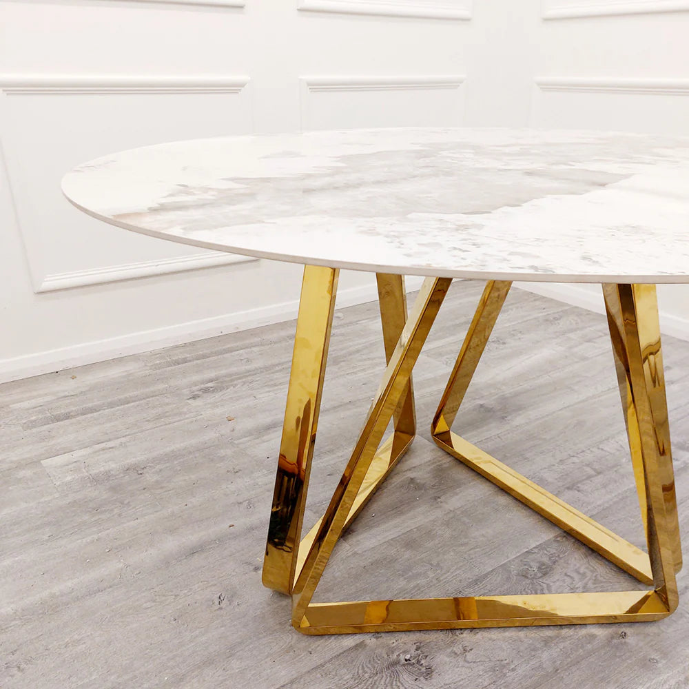 Nero Gold Round Dining Table with Sintered Stone Top