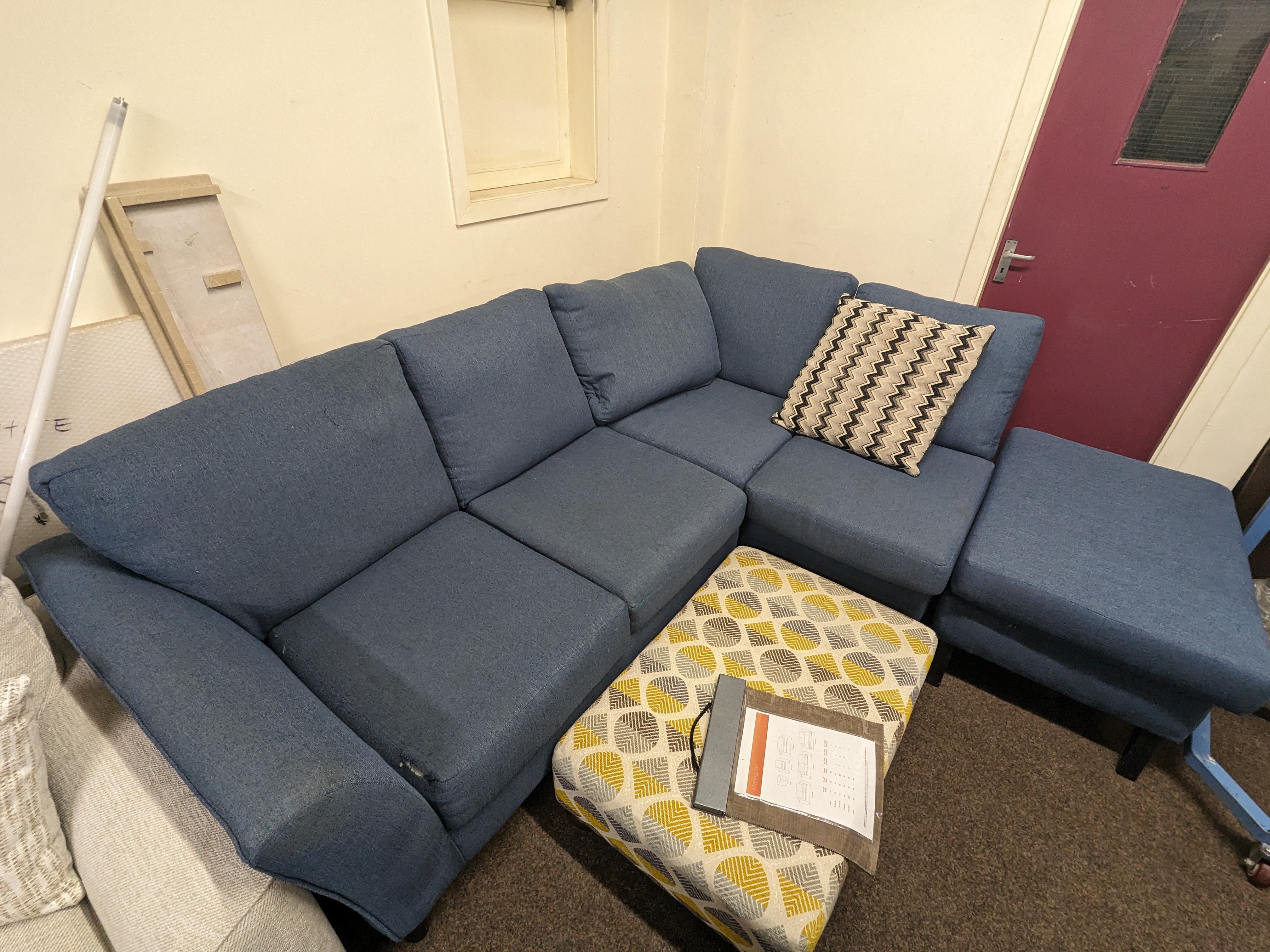 Solo Deep Blue Corner Sofa Furniture - Clearance Sale
