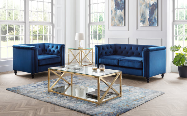 Basmin 3 Seater Sofa - Blue Velvet