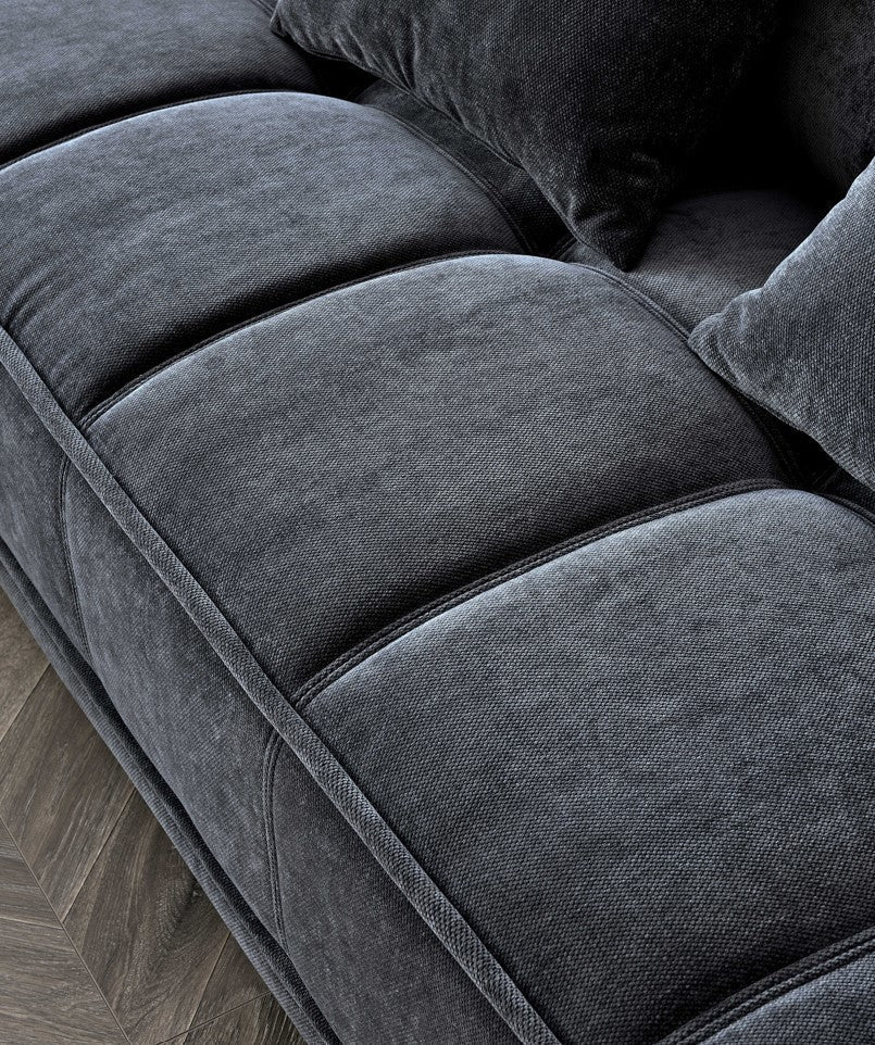 Gramercy Sofa in Steel Velvet - 2 Seater Sofa