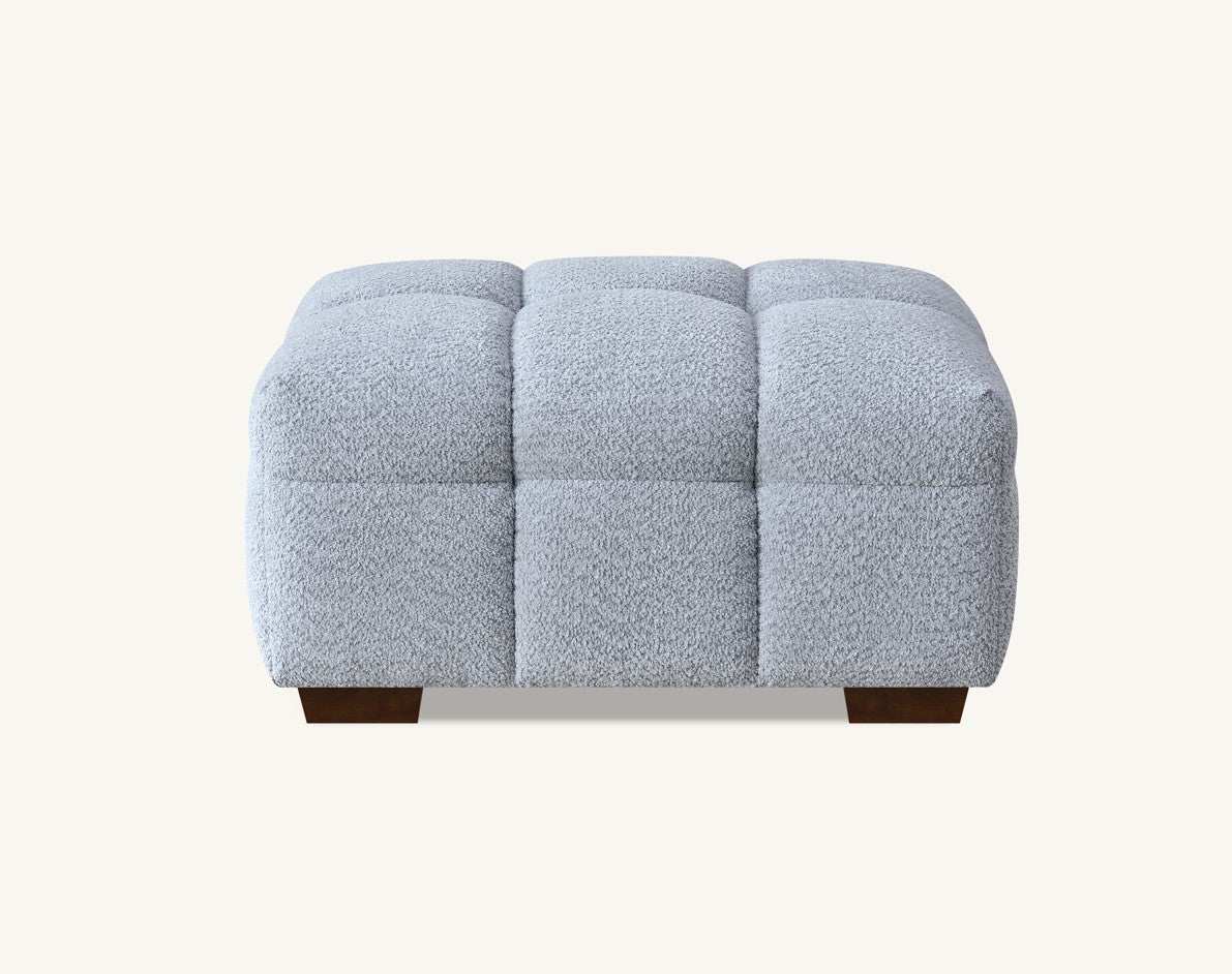 Tribeca Footstool Pearl-Colored Bouclé Fabric