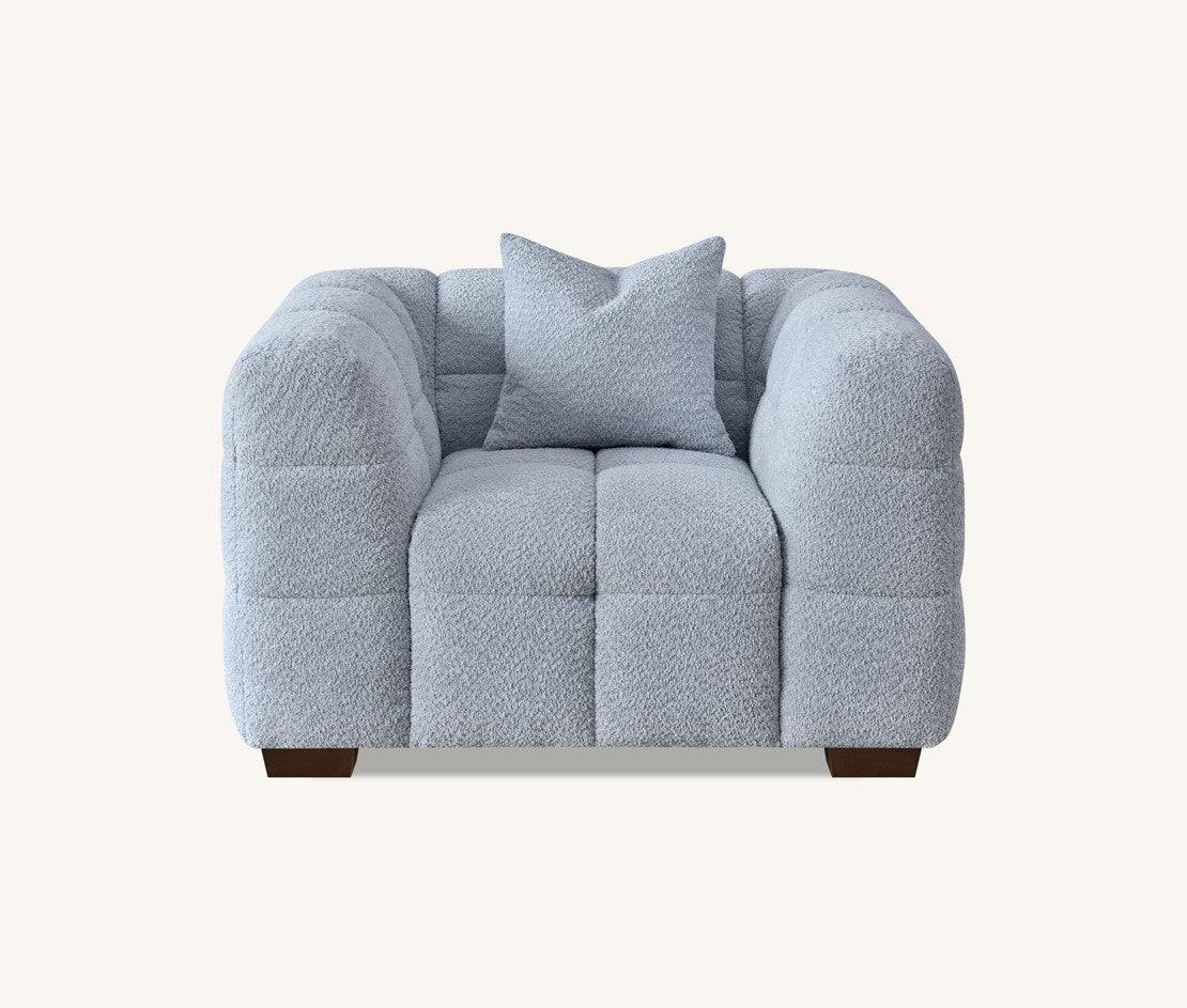 Tribeca Armchair in Bouclé Upholstery - Wooden Frame