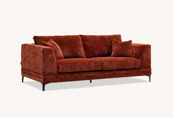 Lenox 4 seater Sofa in Rust Velvet