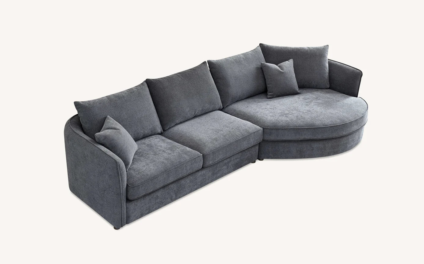 Aluxo Rubin Corner Chaise Sofa in Charcoal Boucle